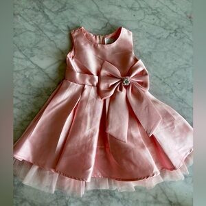 Rare Editions Pink Satin Dress with Bow